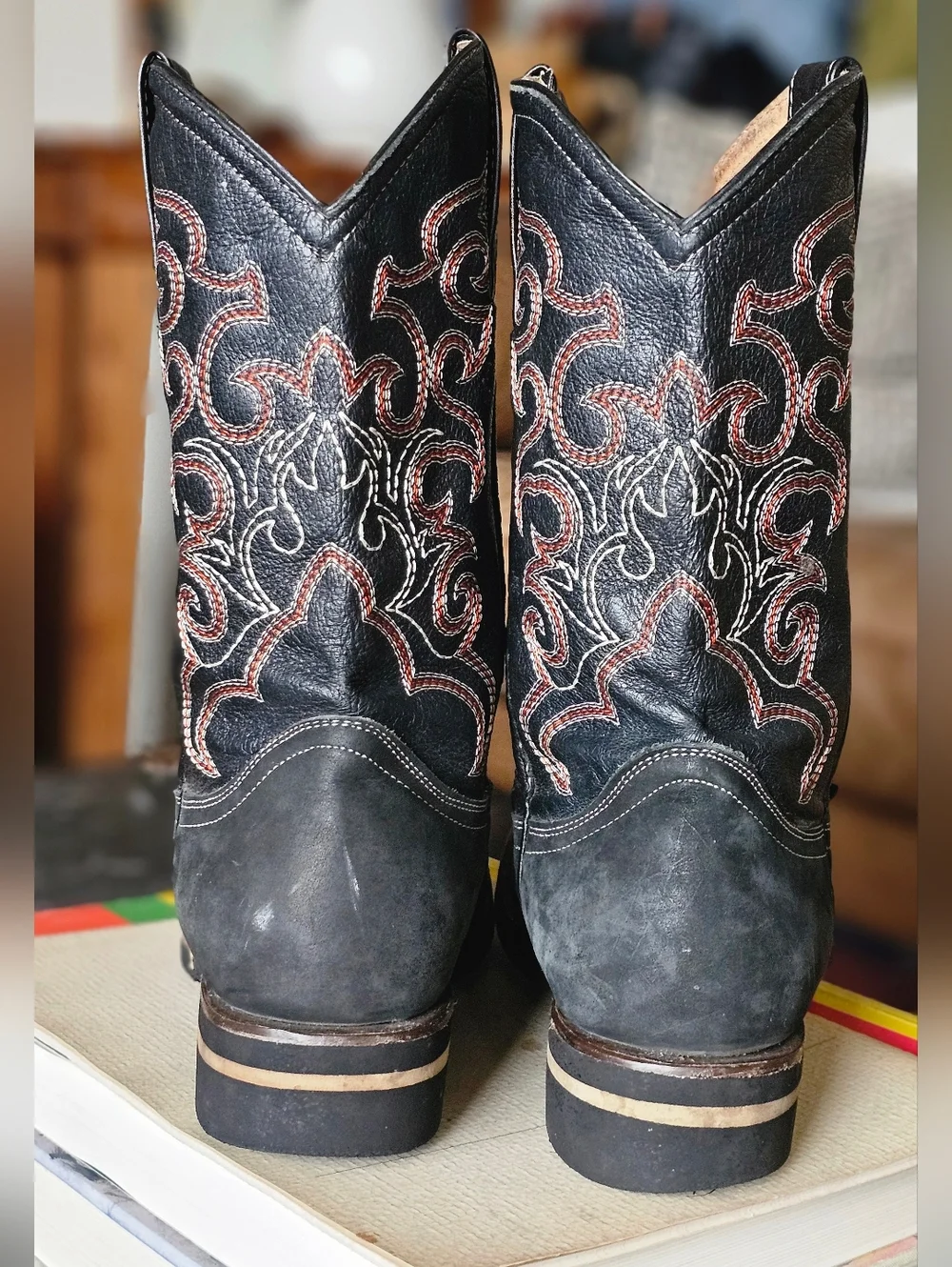 La Sierra Men's Nobuck Square Toe Rubber Sole Boot Black - Picture 8 of 11